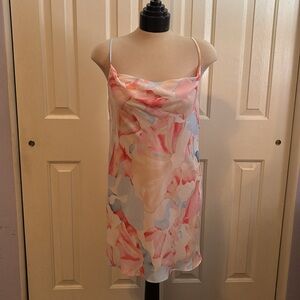 floral cowl neck slip dress